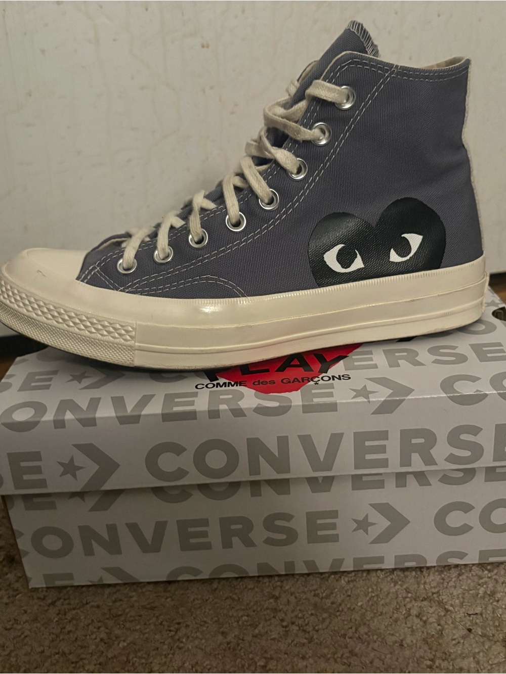 Converse PLAY High-Top Sneaker in Gray with Cream Sole
